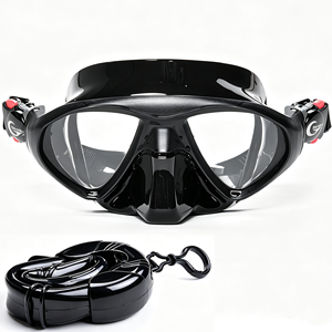 Masque de plongée OEM en verre trempé avec jupe en silicone liquide et tuba pliable pour femme, plongée libre professionnelle, vision claire - Product Image 1