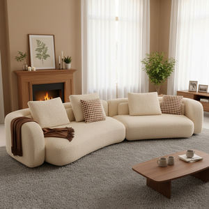 <span class=keywords><strong>2026</strong></span>년 최신형 곡선 소파 판매, 모던 크림 스타일 패브릭 소파 3인용 클라우드 카우치 호텔 고급 원목 거실 소파 - Product Image 1