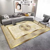 Tapis de luxe pour salon, décoration de la maison, tapis dorés de grande taille, tapis d'appoint pour canapé, tapis de sol doux antidérapant lavable