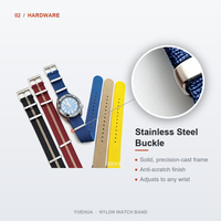 Bracelet de montre Perlon bleu, noir, bordeaux, beige, jaune, tressé, 20 mm, 22 mm, boucle en acier inoxydable, plongée, sport, OEM