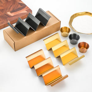 נירוסטה קלאסי עמיד <span class=keywords><strong>Taco</strong></span> מחזיק מעמד מתלה מגש ידידותי לסביבה מקסיקני מדפי פנקייק עם דפוס הצמח - Product Image 4