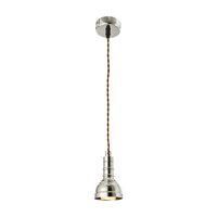 Lustre LED industriel finition chrome poli, cordon en tissu tressé, luminaire pour îlot de cuisine, salle à manger, bar, décoration, luminaire suspendu