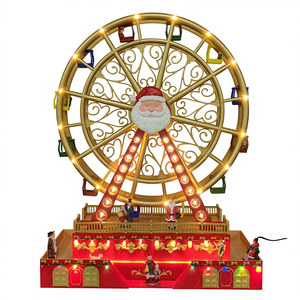 Vente en gros de boîte à musique en forme de grande roue de Noël avec lumière LED colorée et mouvement pour la décoration de Noël, jouet et cadeau - Product Image 1