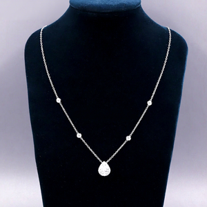 TIANYU GEMS Collier Pendentif Femme en Or 14/18K Personnalisé avec Moissanite Taille Poire, Sertissage Clos, Forme Goutte d'Eau - Product Image 1