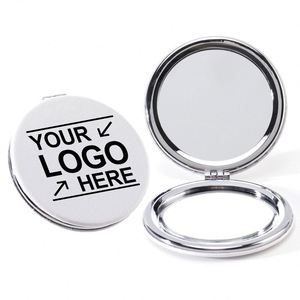 Espejo Plegable Metálico Pequeño al por Mayor, Espejo Redondo de Doble Cara Personalizado con Logotipo, Espejo de Maquillaje Práctico - Product Image 1