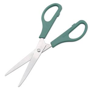 Household Scissors Stainless Steel Green Straight Head Office Student Craft Use - Product Image 1