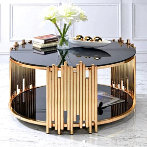 Modern Luxury High Quality Stainless Steel Coffee <b>Table</b> <b>Marble</b> Top Eco-Friendly Adjustable Storage Home Furniture - Product Image 1