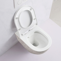 Ensemble de toilettes bidet suspendu en céramique moderne avec réservoir encastré, sans bride, à chasse d'eau suspendue