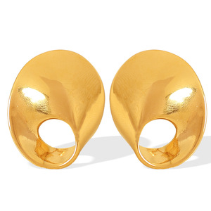 Spiral <b>Stud</b> <b>Earrings</b> Gold <b>Silver</b> Plated Titanium Steel Women's Fashion Jewelry EH619 - Product Image 5