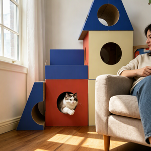 Kit de construction de château pour chat en carton ondulé haute densité, sans velcro, multi-packs, avec griffoir en carton DIY - Product Image 6