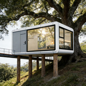 Maison-capsule Apple Pod, maison-capsule écologique d'extérieur, hôtel-capsule de luxe, structure modulaire préfabriquée en acier - Product Image 1