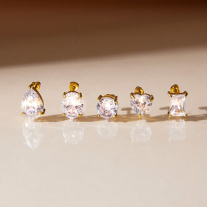 Boucles <span class=keywords><strong>d</strong></span>'oreilles classiques J&<span class=keywords><strong>D</strong></span> pour femmes, en acier inoxydable, avec grand zircon, pierre semi-précieuse, <span class=keywords><strong>solitaire</strong></span>, <span class=keywords><strong>diamant</strong></span> - Product Image 2