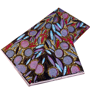 Tessuto looincly olandese originale 100% cotone organico Super Glitter oro con stampa a cera Grand African Hollandaise per ragazze - Product Image 1