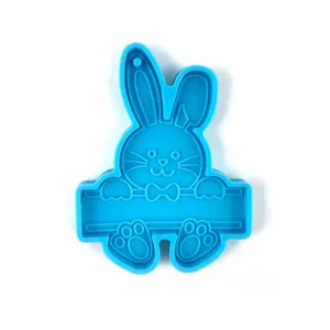 DLR753 simpatico coniglietto coniglio a forma di animale portachiavi stampo in Silicone con foro per decorazione fai da te budino di cristallo Trinket