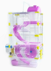 Vendita diretta in fabbrica nuova gabbia per criceto a tre piani piccolo castello lato casa principale copertura in plastica solido eco-friendly criceto Villa - Product Image 3