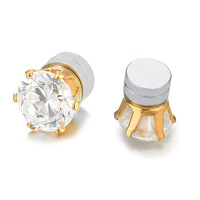 Boucle d'oreille à clip magnétique en acier inoxydable tendance unisexe avec placage de pierre de zircon bijoux de piercing sans oreille