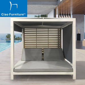 现代酒店泳池沙滩家具白色铝框户外双层窗帘 - Product Image 5