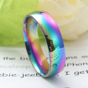 <b>Titanium</b> Steel Rainbow <b>Ring</b> Women's Fashion Colorful Simple Punk Style Gift Jewelry 23027 - Product Image 3