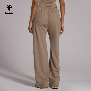 F5770 Phụ Nữ Cắt Được Trang Bị Chặt Chẽ Mỏng T Áo Sơ Mi Bên Sọc Chân Rộng Quần Bó Sát Thiết Lập Khối Màu Athleisure Y2K Loungewear - Product Image 5