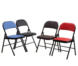 Wholesale commercial stackable black metal folding chair events home office furniture folding metal chair