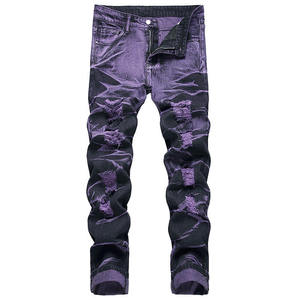 HYT Supplier Custom Brand Men'S High Quality New Purple Denim Straight Leg Pants Male <strong>Jeans</strong> Trouser Regular Fit <strong>Jeans</strong> for Men - Product Image 1
