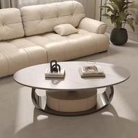 Table basse moderne de luxe en pierre avec rangement et structure en acier inoxydable pour salon et maison