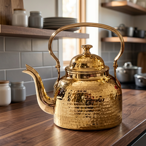 Vintage Brass <b>Tea</b> <b>Kettle</b> With Lid Metal Handle Water Pot <b>Kettles</b> - Product Image 1