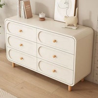 Commode moderne en bois massif à six tiroirs, armoire de rangement à bords arrondis, organisateur de chambre à coucher, buffet de salon