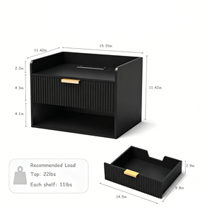 Table de <span class=keywords><strong>chevet</strong></span> murale moderne avec tiroir et étagère ouverte, table de nuit minimaliste en bois, table de nuit flottante pour chambre à coucher - Product Image 5