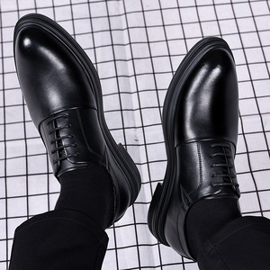Chaussures Richelieu en cuir pour hommes à bout pointu, respirantes, avec semelle en caoutchouc, pour mariage, tenue de cérémonie et affaires, collection automne - Product Image 4