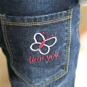Bangladesh Jeans Factory Price Favorable Butterfly Patch Girls Kids Mid Waist Comfy Denim Pants for Girls Jeans Pants - Product Image 6