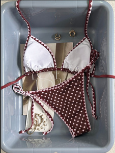 Fashion European American Style <b>Polka</b> <b>Dot</b> Halter Neck Tie up <b>Bikini</b> Women 2 Piece Swimwear Beach Resort Vacation Trip - Product Image 3