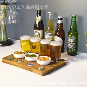 Plateau de dégustation de bière en bois à motifs, plateau de service multifonctionnel pour l'affichage de bière, vin et cocktails, usage résidentiel - Product Image 5