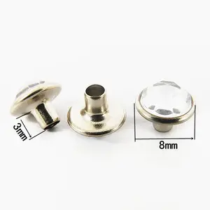 Custom Garment Accessory Rhinestone Decorative Rivets Accessory Tubular Rivet Brass Shoe Studs Rivets For Leather Cloth