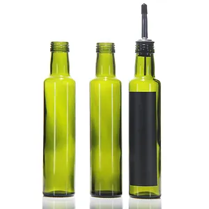 250ml 16 Oz 500ml Leeres quadratisches Essig glas, das Olivenöl flasche mit Pourer für Gewürz-Sojasauce kocht