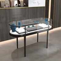 Vitrine de présentation pour bijoux et montres en acier inoxydable, avec verre transparent, design mobile et rotatif, personnalisable, comptoir de luxe antique