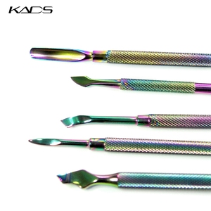 5Pcs Rainbow Nail Cuticle Pusher Stainless Steel Nail Nipper Dead Skin Push Remover <b>Pedicure</b> Manicure Nail Care <b>Tools</b> - Product Image 2