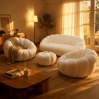 Canapé Modulable en Tissu Bouclé pour Maison de Location, Livraison Rapide, Utilisation Polyvalente, Lavable