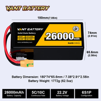 Batterie semi-solide VANT 6S/12S 22.2V 12000 16000 23000 26000 29000 32500 35000mAh FPV Li-ion Batterie pour FPV 15/18 pouces