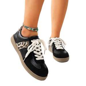 Zapatillas de entrenamiento alemanas retro de talla grande con estampado de leopardo para mujer, de primavera, con punta redonda, informales, al por mayor - Product Image 5