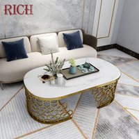 Table basse ovale en marbre, support en acier inoxydable, design moderne, table de thé blanc, meuble de salon, nouveau modèle, livraison gratuite