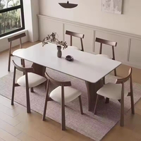 Table à manger moderne et minimaliste en marbre avec pieds en noyer massif pour salle à manger, meubles de maison