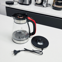 Bouilloire électrique en verre de 1,8 litre, 1500 watts, 220 volts, avec théière, pour chauffe-eau, appareils électroménagers de cuisine, vente en gros