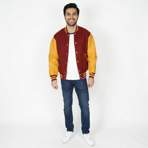 Custom Cotton Stand Collar Front Logo Body Full Sleeves <b>Baseball</b> Varsity <b>Jacket</b> Lightweight Blank <b>Men's</b> Work Letterman <b>Jacket</b> - Product Image 1