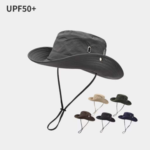 야외 태양 모자 조정 가능한 낚시 모자 UPF 50 + 넓은 챙 여름 UV 보호 나일론 어부 버킷 모자 끈