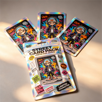 Pochette personnalisée brillante en film laser holographique pour cartes de jeu, avec fermeture éclair et trou Euro, format plat