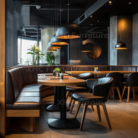 Ensemble de canapés et banquettes rembourrés de luxe moderne pour café, table à manger en bois et chaises pour restaurant, mobilier commercial de bar