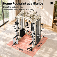 Station de musculation multifonction en acier au carbone, machine Smith, rack à squats, entraîneur à câbles croisés, pile de poids de 140 kg, entraînement de force