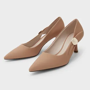 Zapatos De Tacon Sepatu Pantofel Wanita, Alas Kaki Rendah Mewah Buatan Tangan Bergaya Putih