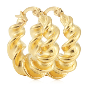Pendientes de Aro con Diseño Trenzado en Oro, Acero Inoxidable, Joyería de Moda 19051 - Product Image 1